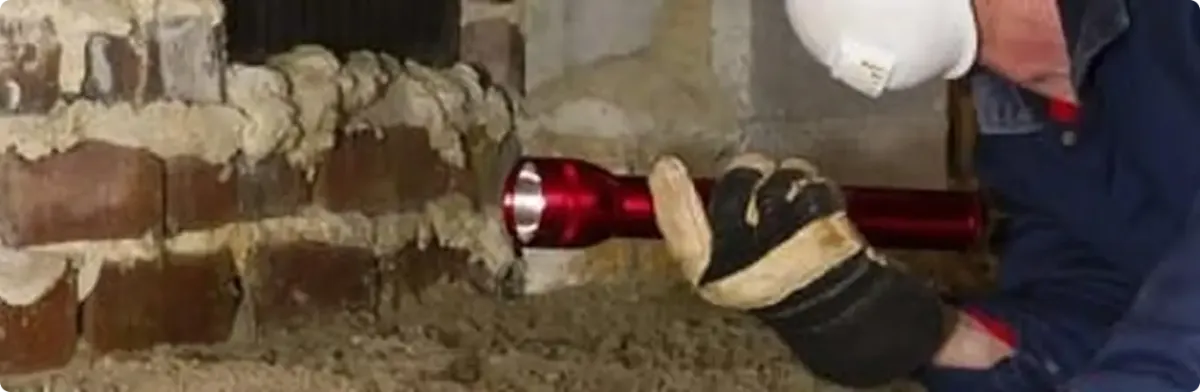 Pest control technician inspecting a crawl space for ant activity in Winter Haven, FL